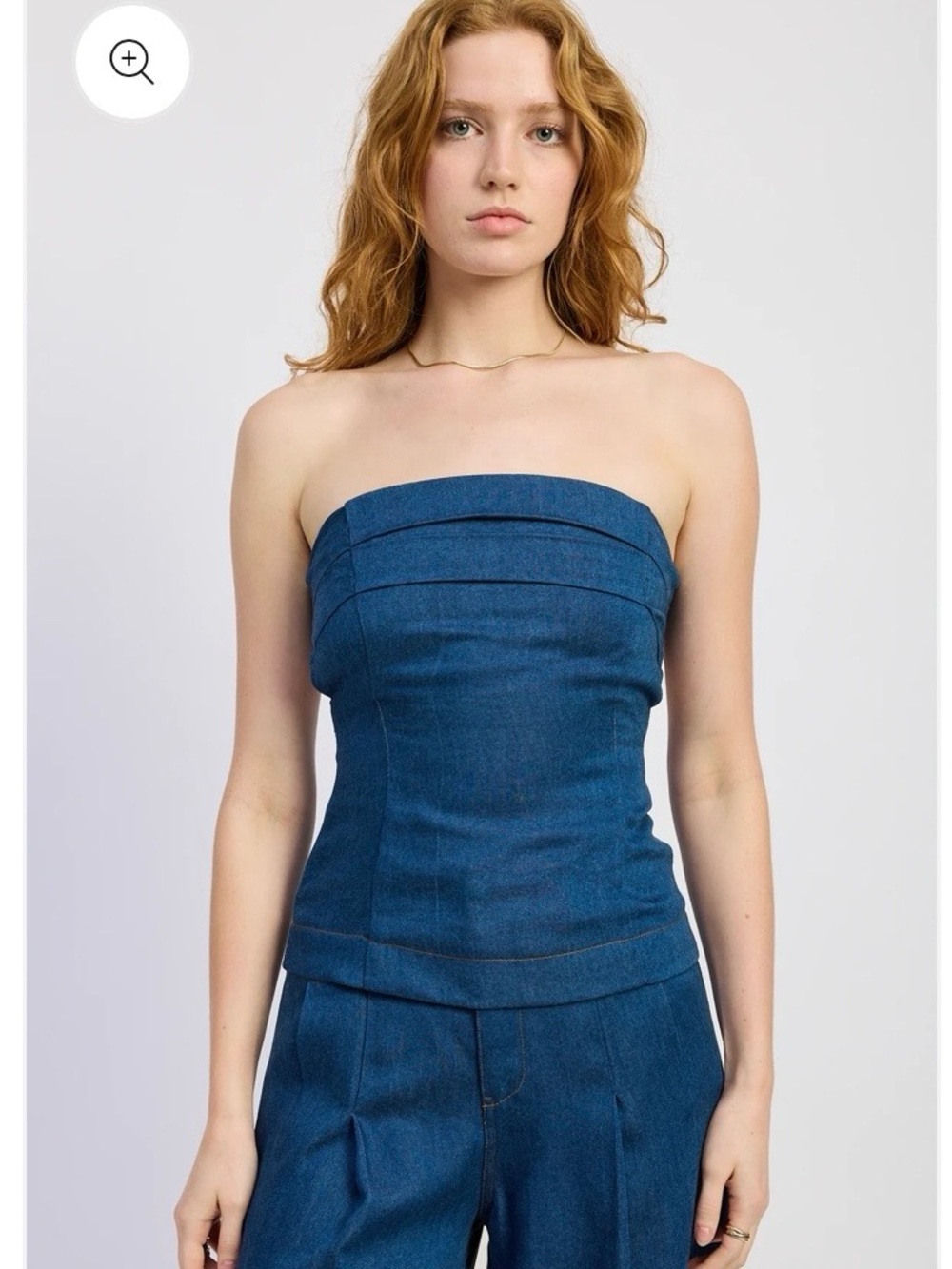 Emory Park Starla Tube Top Size M Denim Strapless Corset Peplum